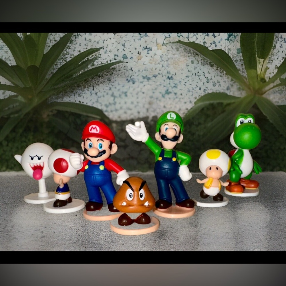 Super Mario Brothers Shaky Tower Replacement Figures Cake Toppers - Lot Of 7